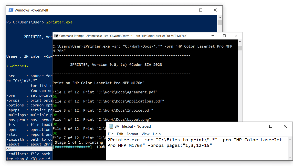 Print from Command Line with fCoder 2Printer Batch Printing Software