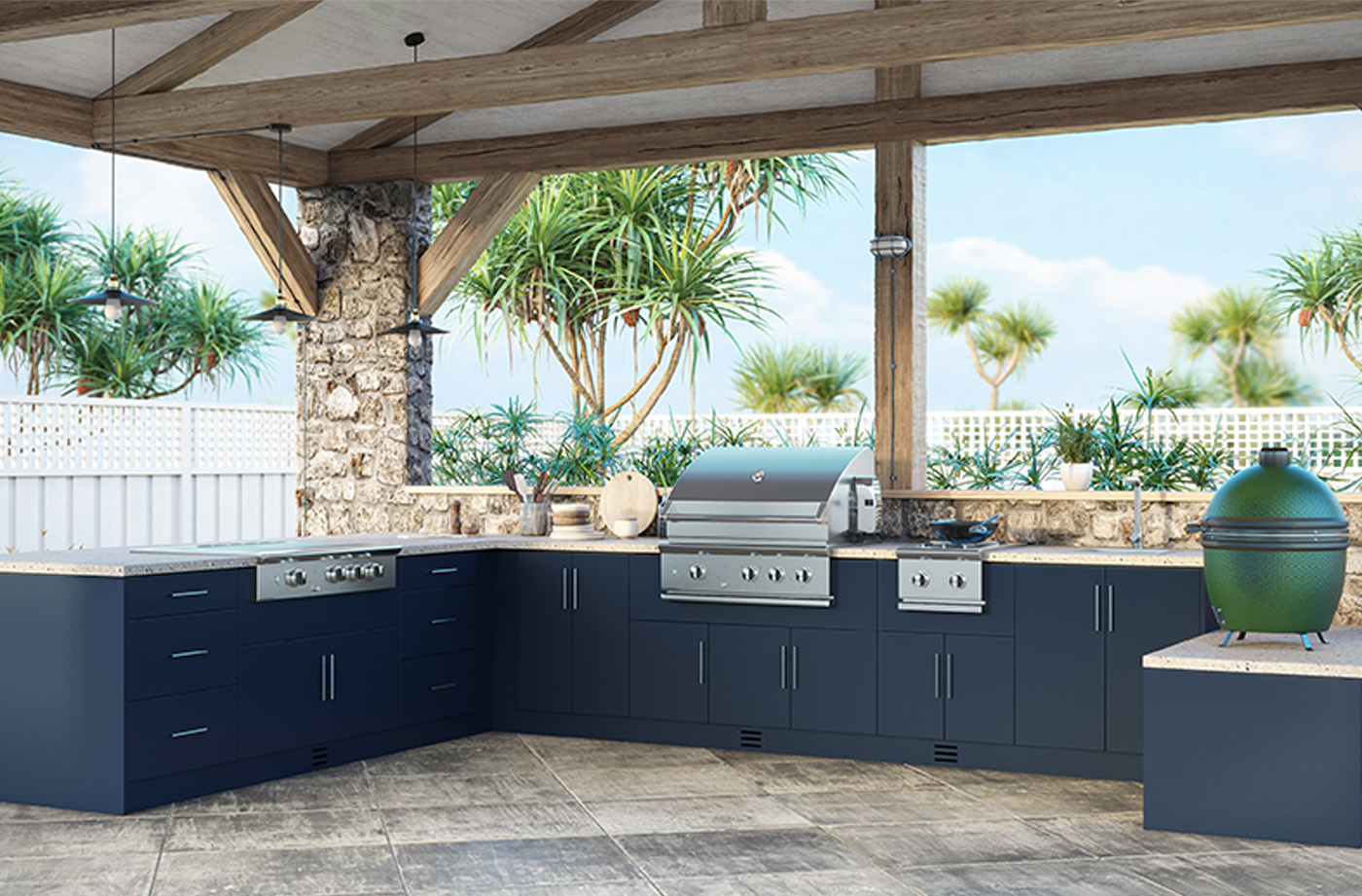 Miami Sapphire Blue Outdoor Kitchen CMO Wholesaler