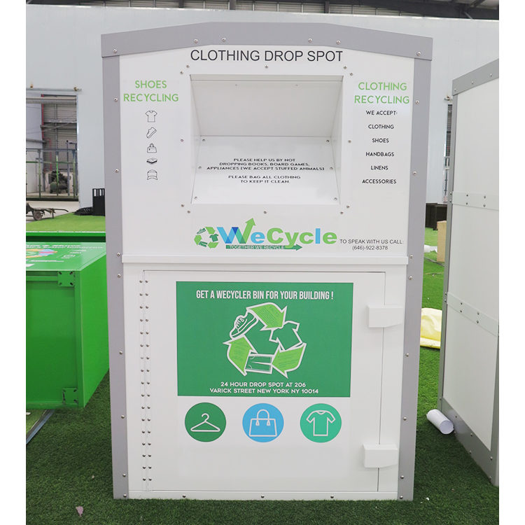 Wholesale Waterproof Donation Clothing Bin Steel Clothes Donation Drop