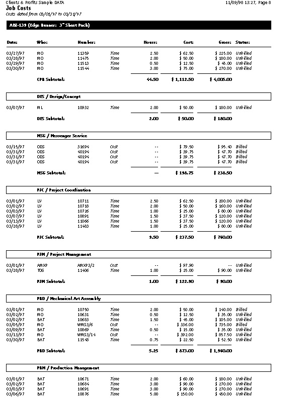 Clients & Profits X User Guide Job Cost Reports