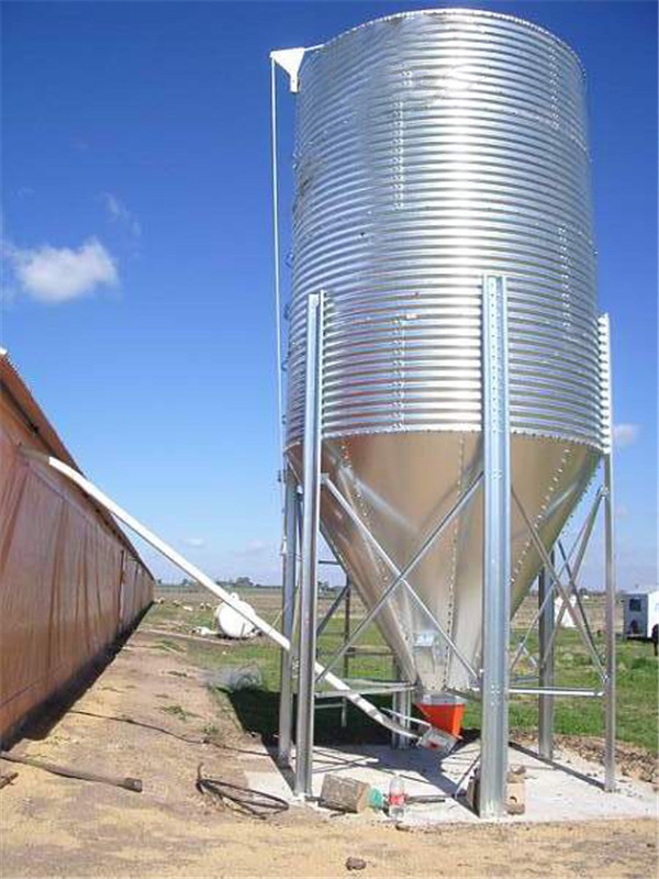 10t assembly galvanized steel poultry chicken feed silo_Flat Bottom