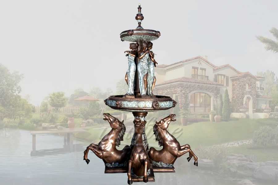 Unique large garden bronze horses fountain with statues YouFine Sculpture