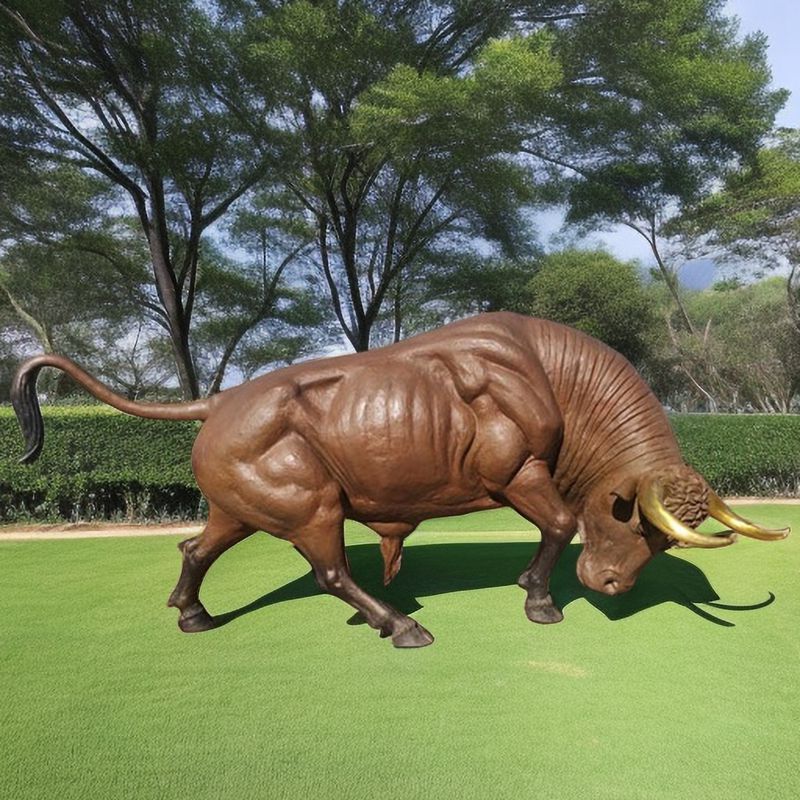Large Bronze Bull Statue Ready to Charge SculptureYouFine