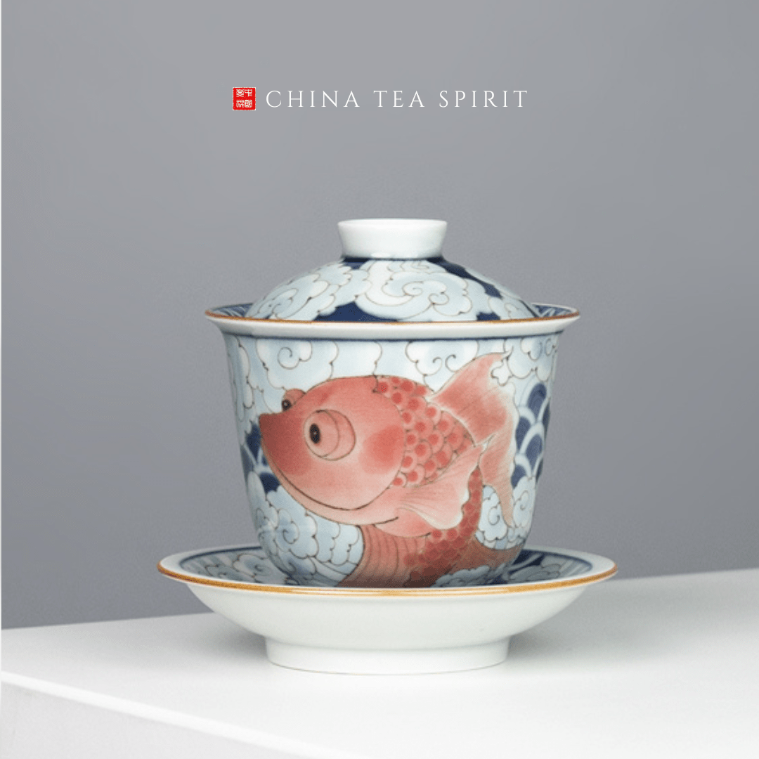 Handmade Handpainted Ceramics Gold Fish Tea Set China Tea Spirit