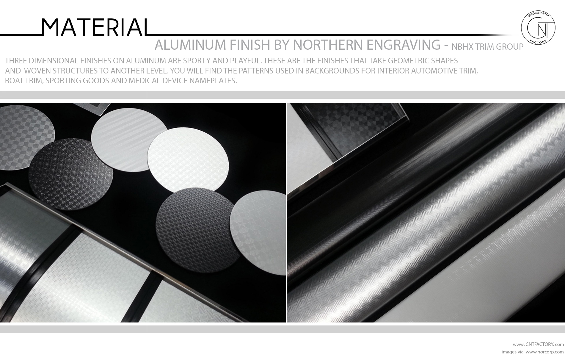 Aluminum finish Northern Engraving Automotive Color Trim Materials