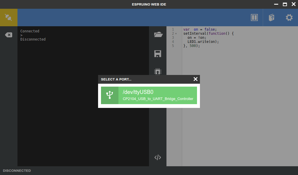 Getting Started with Espruino & JavaScript on ESP32 with ESPino32 Board