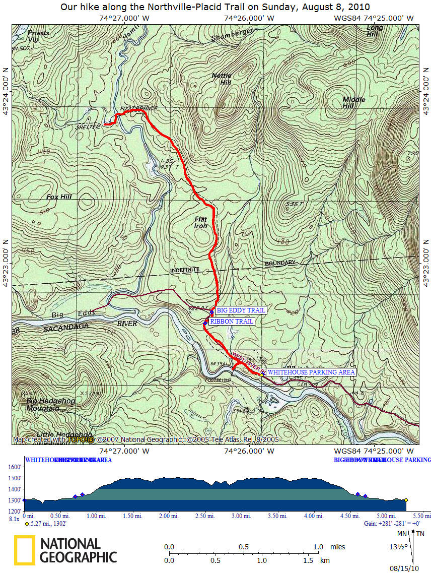 Northville Placid Trail Map Info on our hikes on 8/8/10