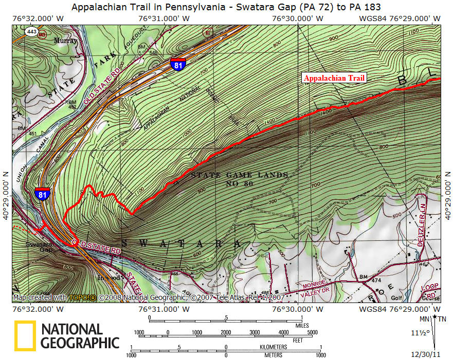 Appalachian Trail Pa Map Pdf AT in PA PA 72 to PA 183 (Kimmel Lookout)