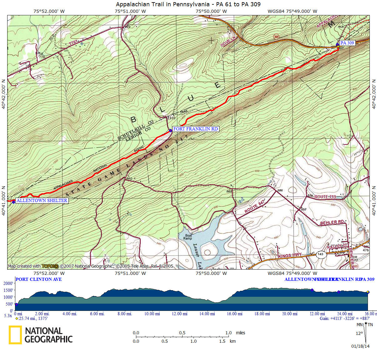 Appalachian Trail Pa Map Pdf AT in PA PA 61 to PA 309