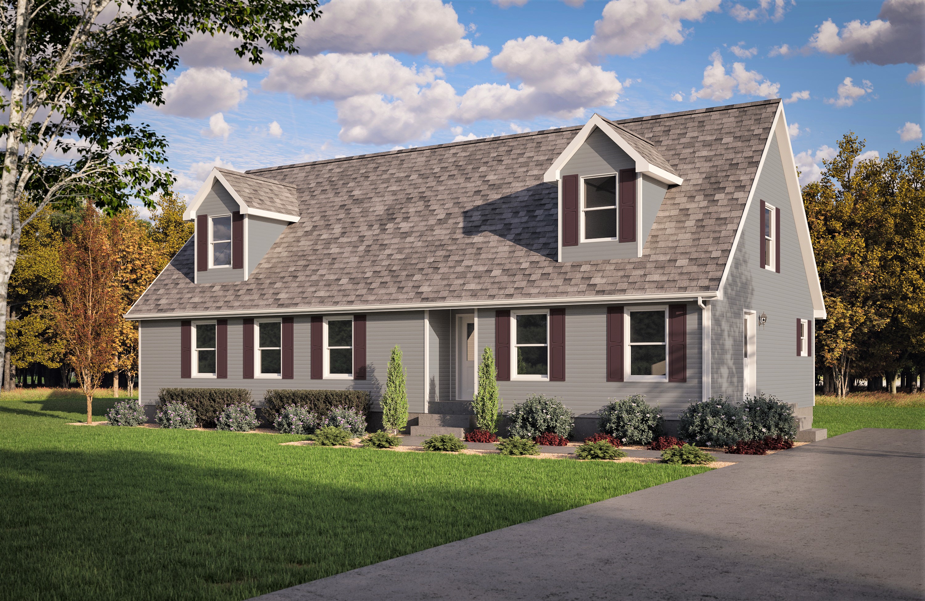 Optional 12/12 Roof Pitch "Cape Cod" With Dog House Dormers