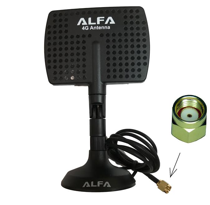 Genuine Alfa Panel Antenna 2.4gHz or 4G with Base RPSMA