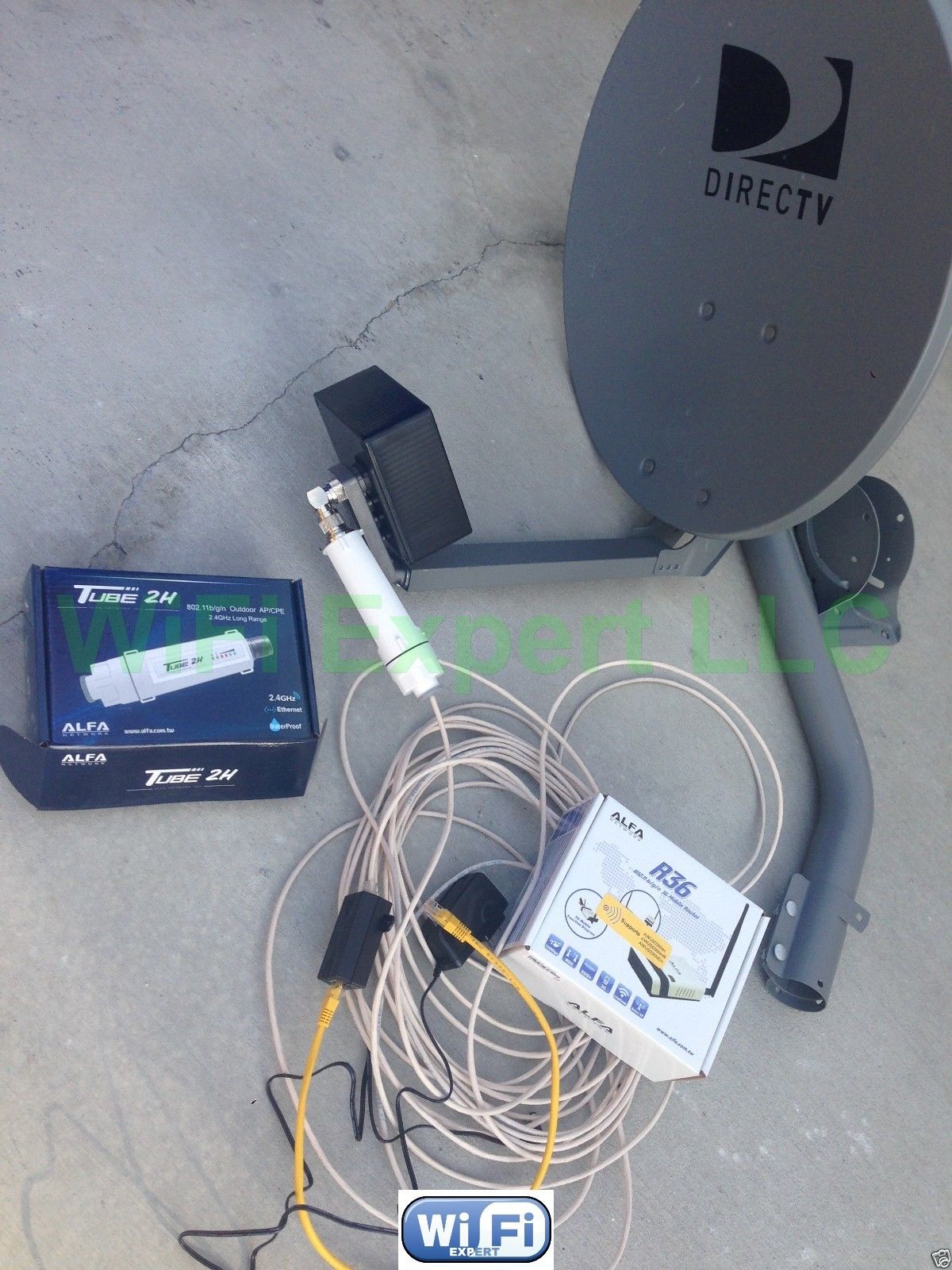 Dish BiQuad WiFi Antenna + ALFA R36 + PoE TUBE 2H Booster GET FREE