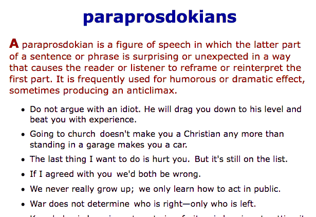 Paraprosdokians Cobra Country