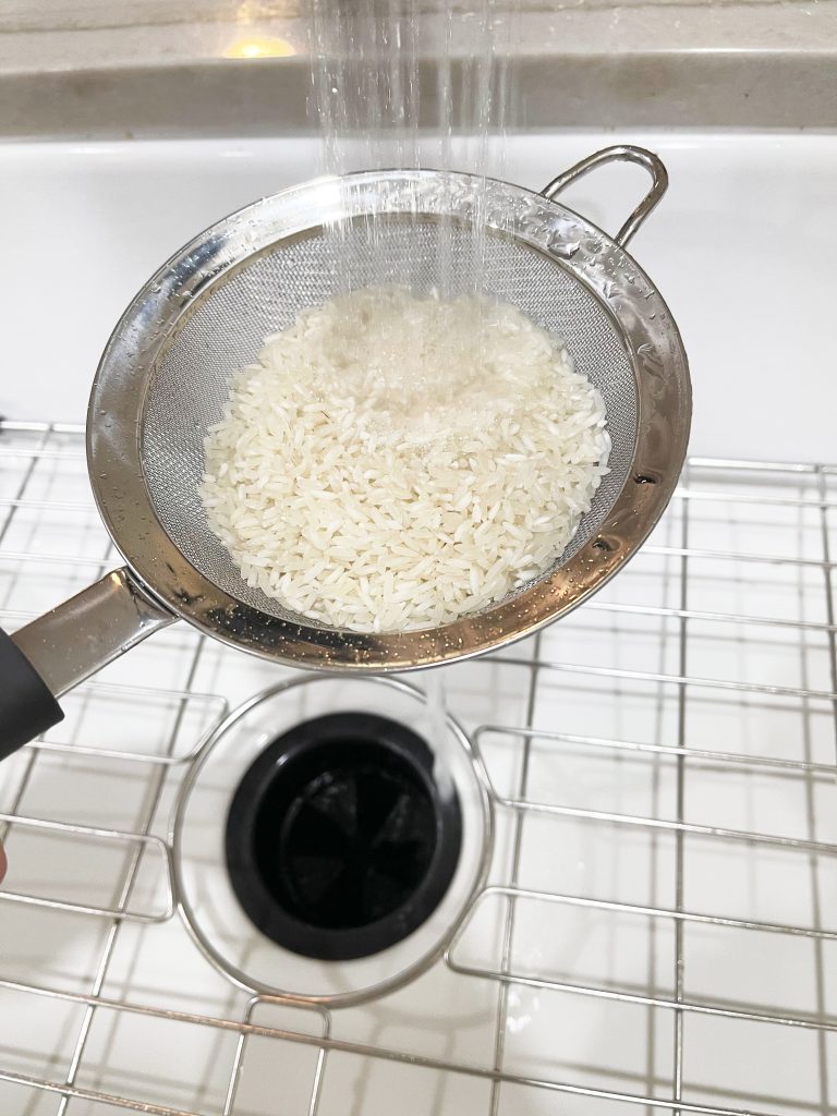 rinsing white rice, how to make white rice Coco and Ash