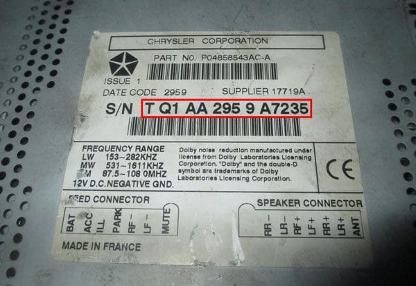 Débloquez Votre Code Autoradio Chrysler en ligne Mon Code Autoradio