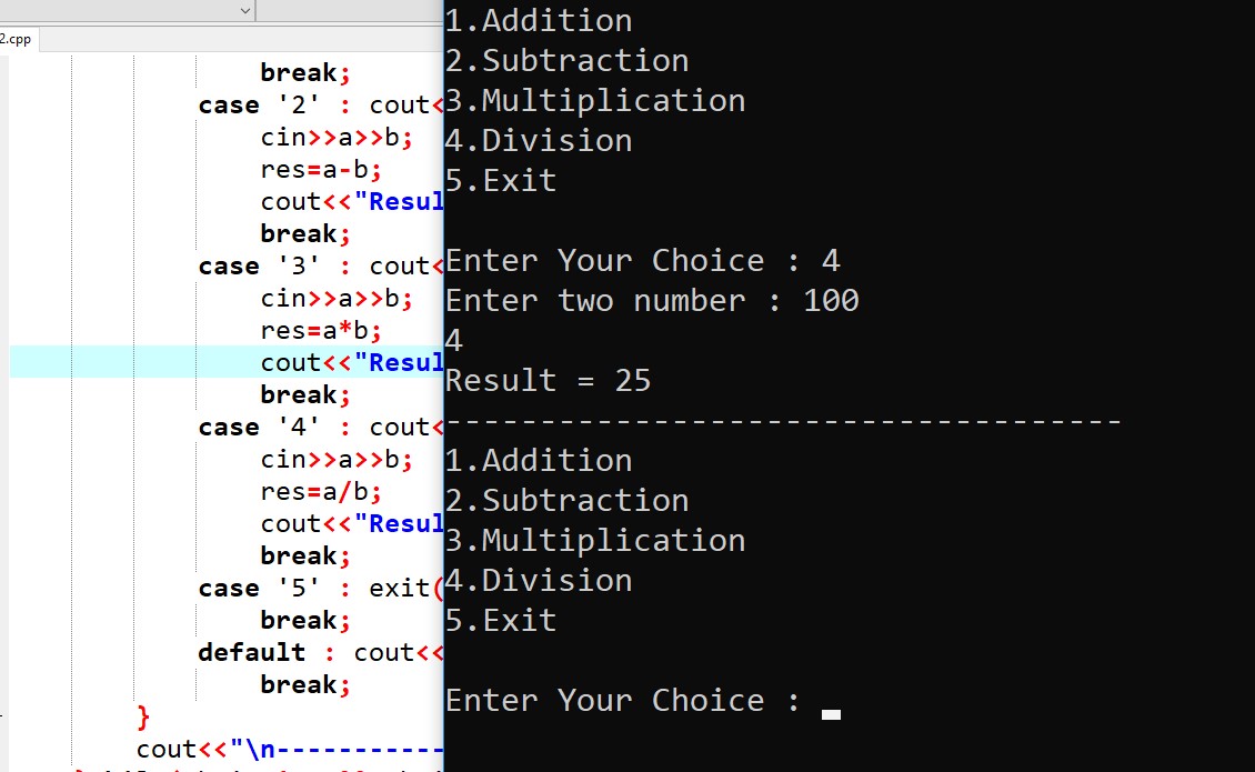 How to Make Simple Calculator in C++ Programming Code Examples