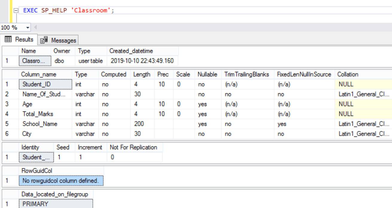 Methods to find Table Structure in SQL Programming Code Examples