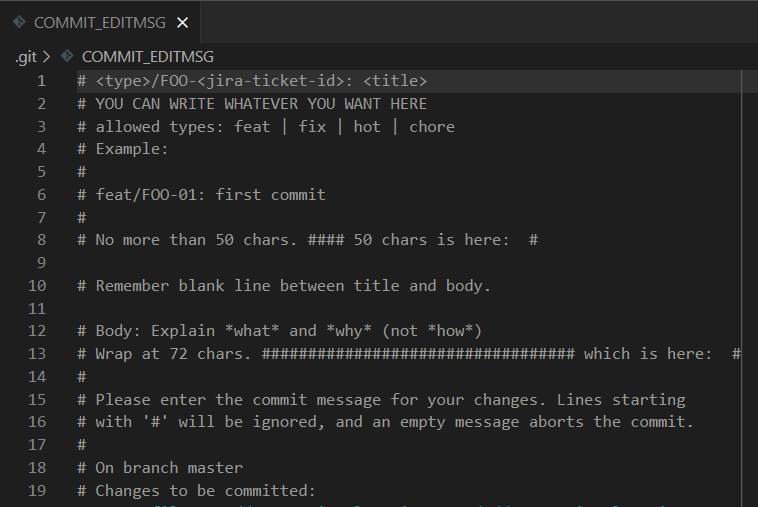 How to customize Conventional Commits in a application using