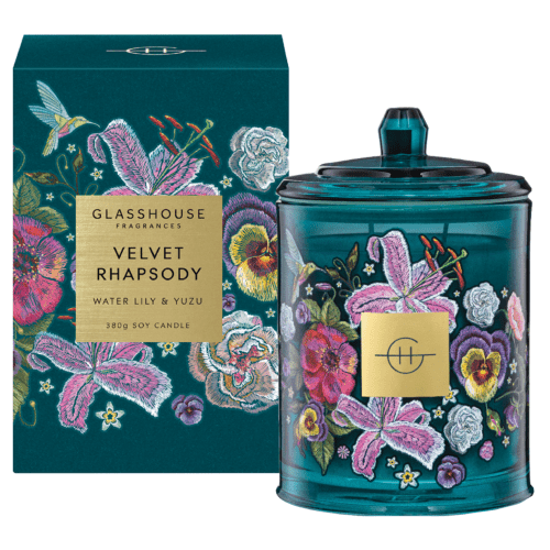 Velvet Rhapsody Glasshouse Candle • Code Bloom Perth Florist, Fresh