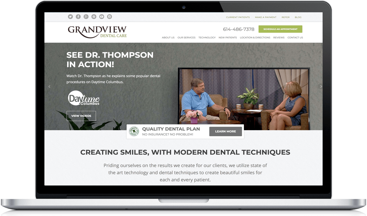 GrandView Dental Care site CodeCrab Technologies