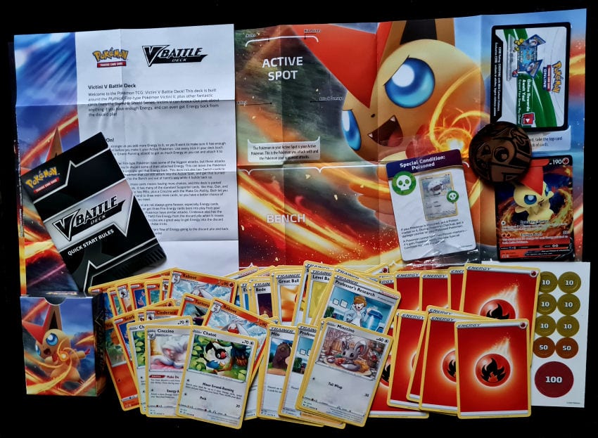 V Battle Deck Victini vs Gardevoir What's in the Box? Coded Yellow