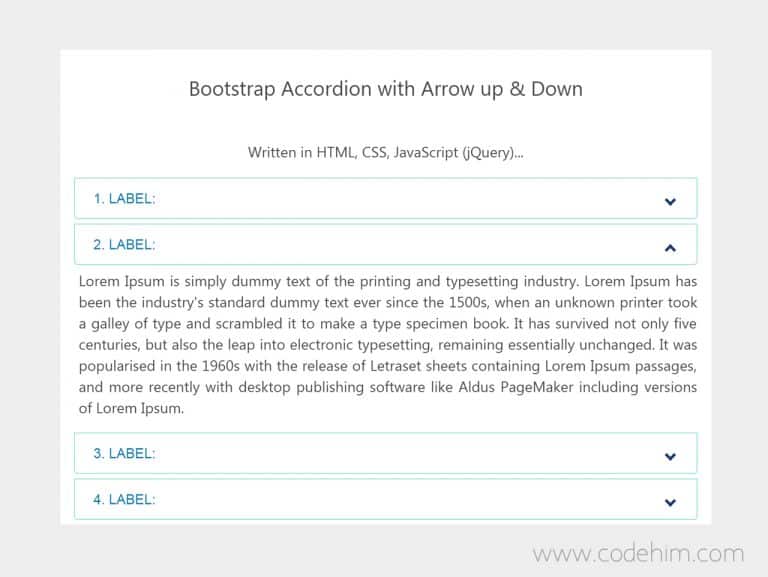 Bootstrap 4 Accordion with Arrow up and Down — CodeHim