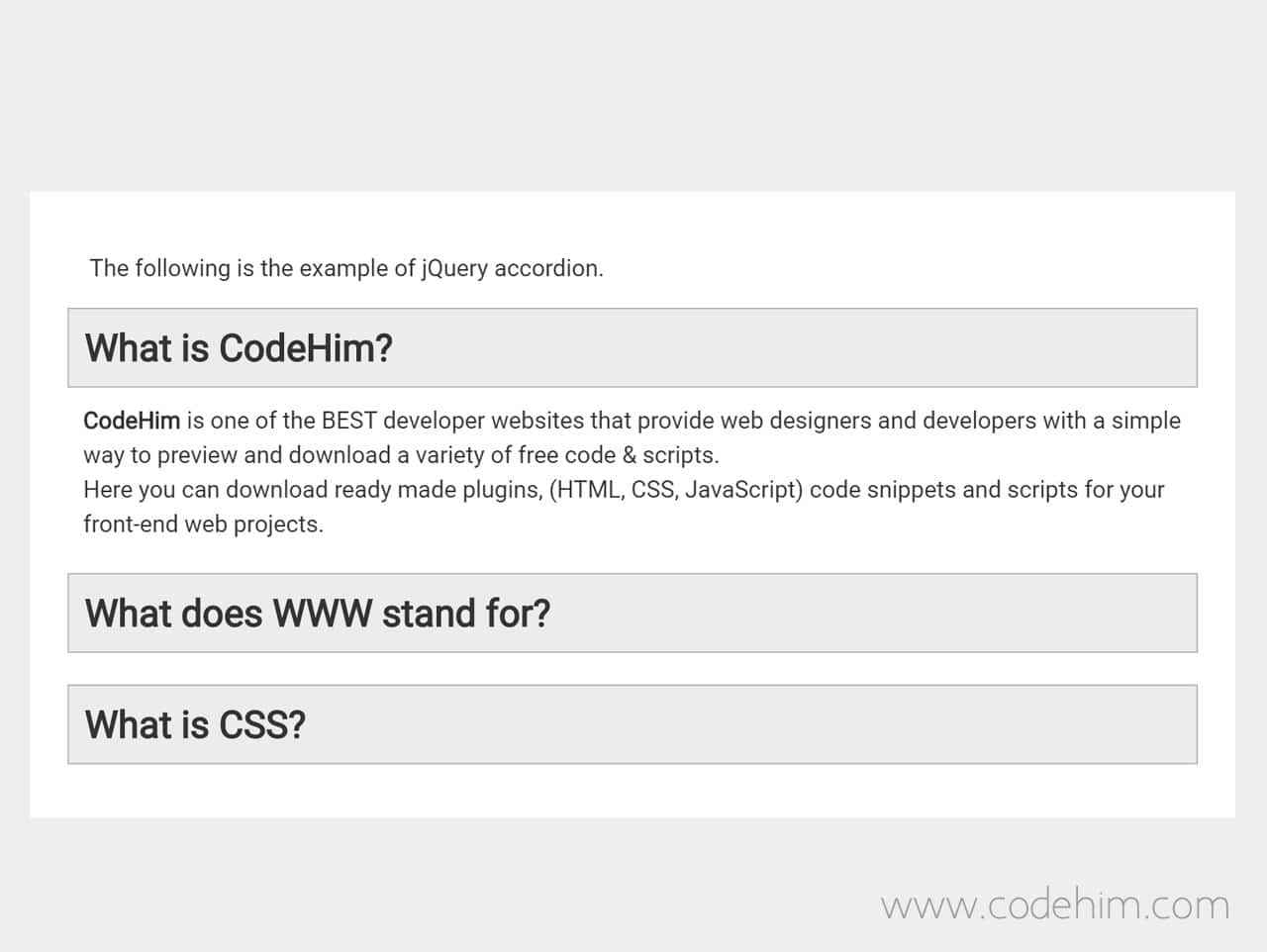 jQuery Easy Accordion Plugin monica.js — CodeHim
