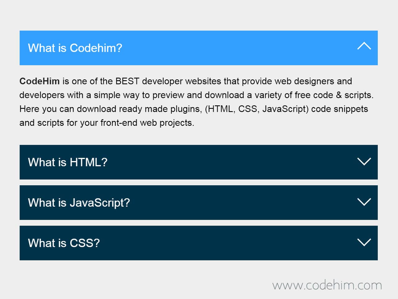 Simple Accordion with CSS and JavaScript / jQuery — CodeHim