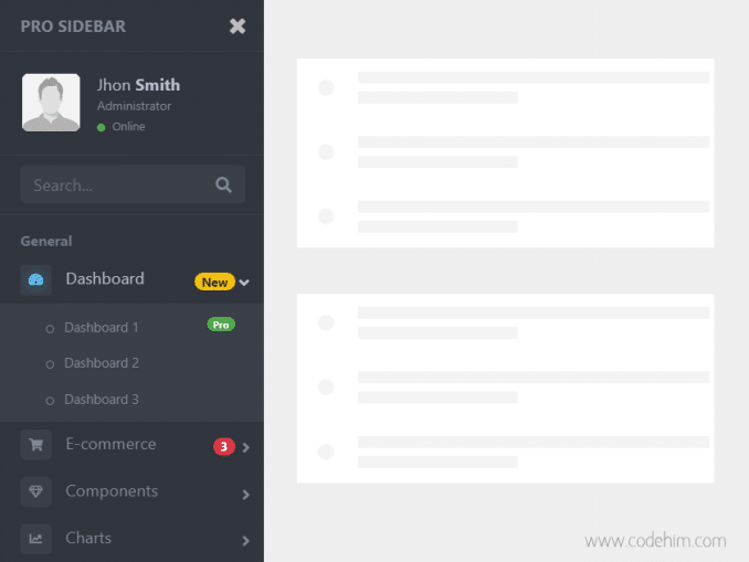 Bootstrap 4 Sidebar Menu Responsive Template — CodeHim