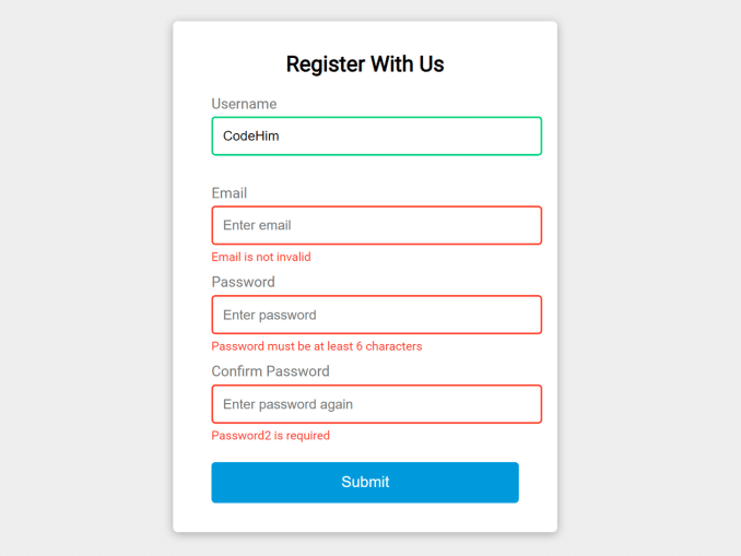 Form Validation in JavaScript Code — CodeHim
