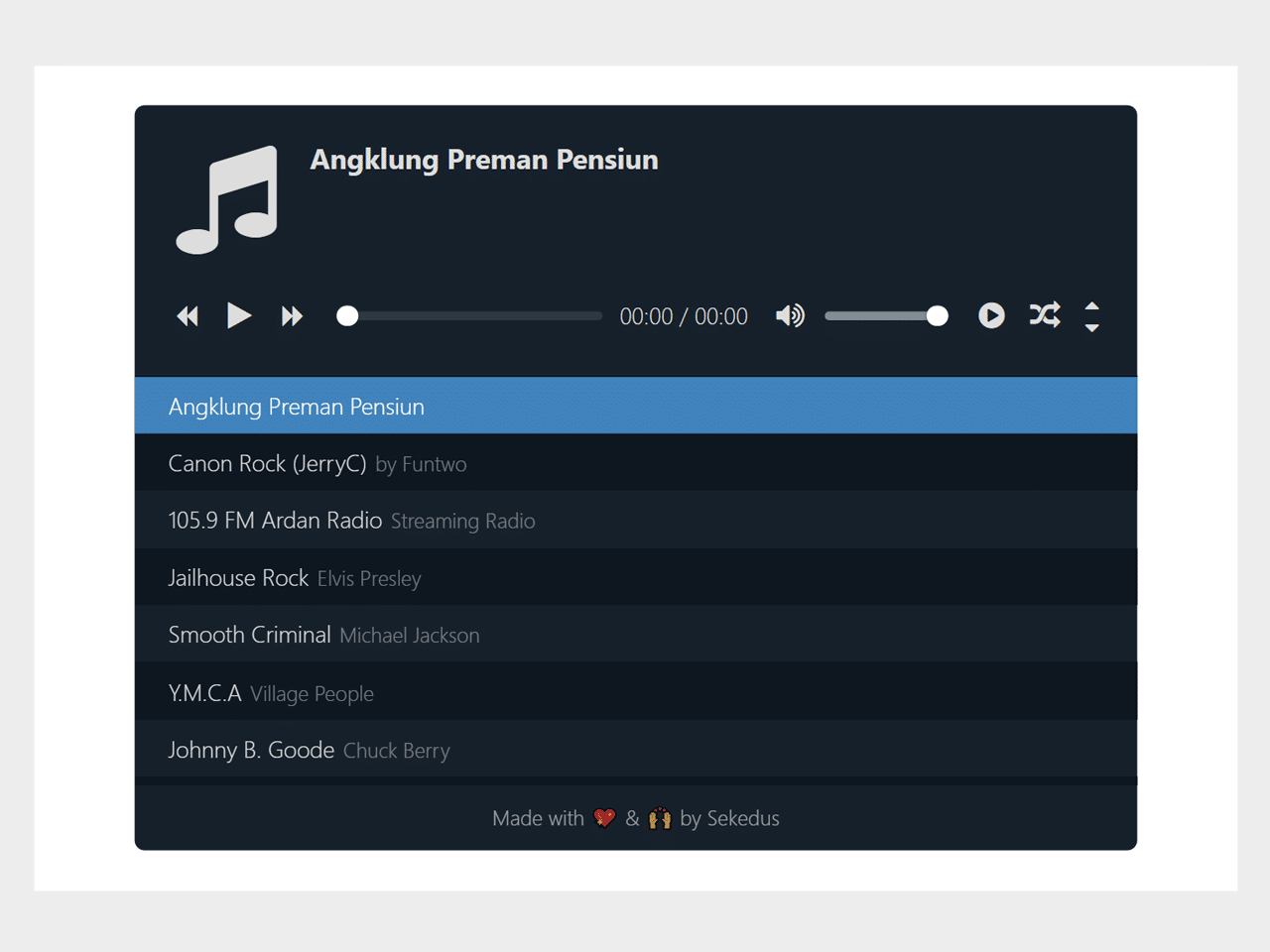JavaScript Audio Player with Playlist — CodeHim