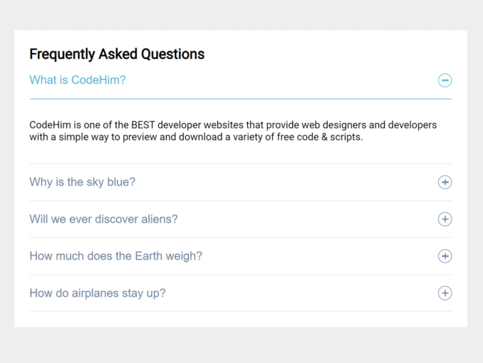 JavaScript Accordion with Plus Minus — CodeHim