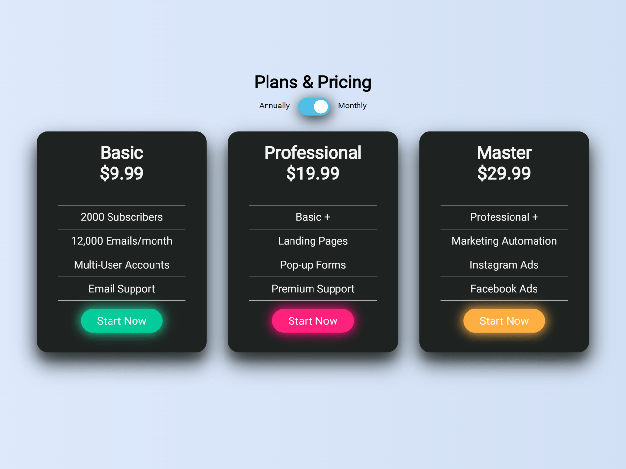 Pricing Table with CSS Switch Toggle — CodeHim