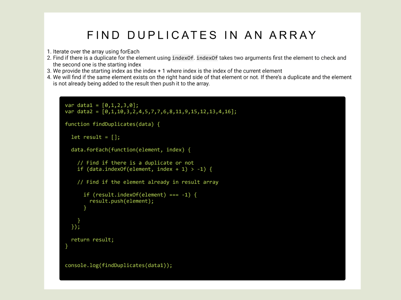 Find Duplicates in Array JavaScript — CodeHim