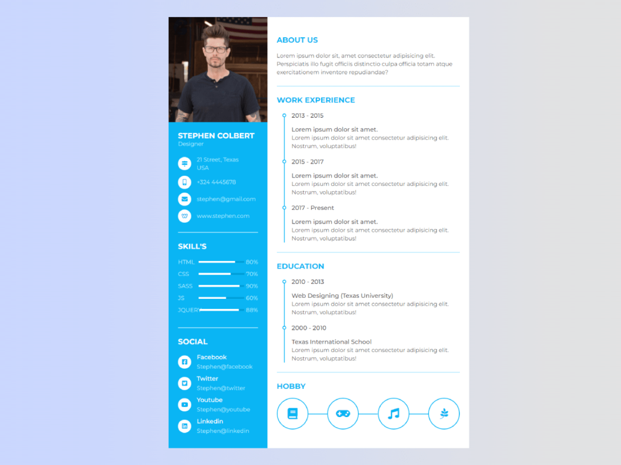 HTML Code for Resume with Picture — CodeHim