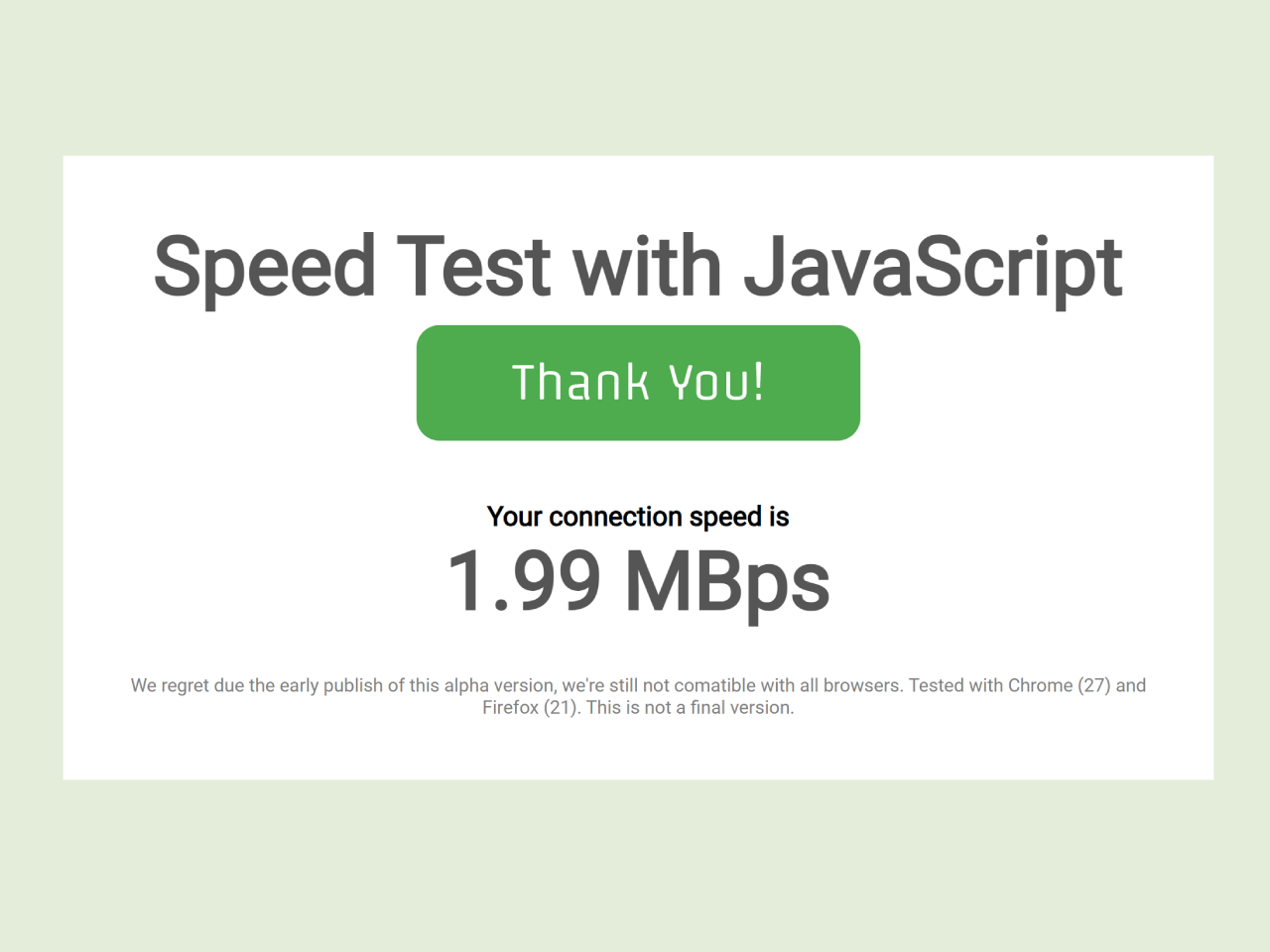 Speed Test Using JavaScript — CodeHim