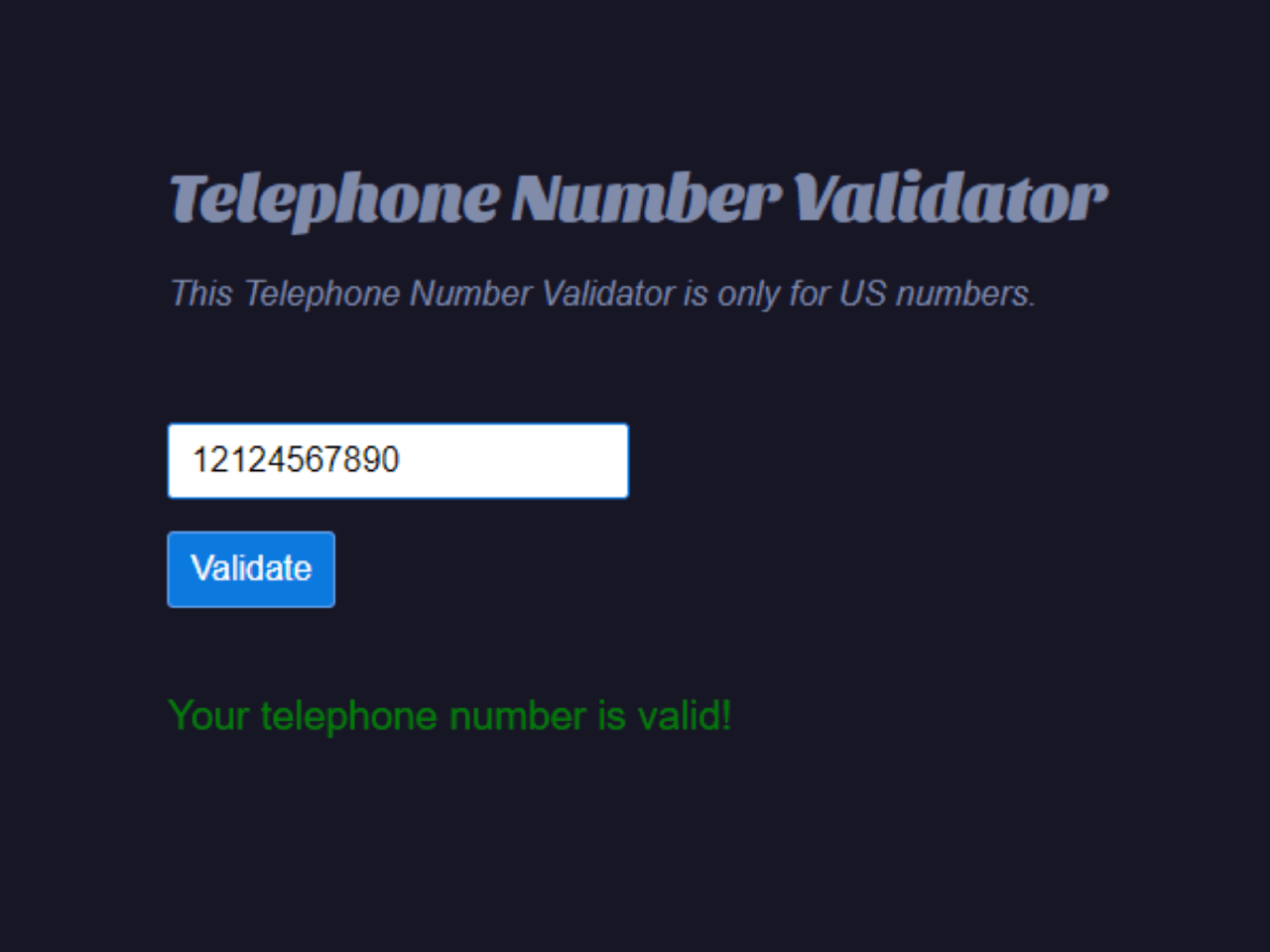 US Phone Number Validation in JavaScript — CodeHim
