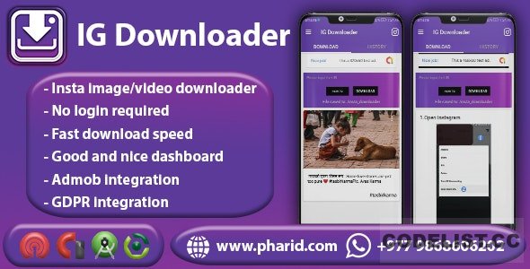 IG Downloader v1.4 Instagram Tool Automatic, Images, Videos, Status