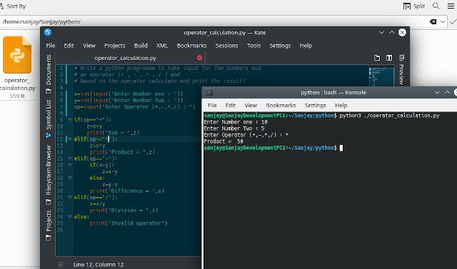 Write a python program or script to take input for Two numbers and an