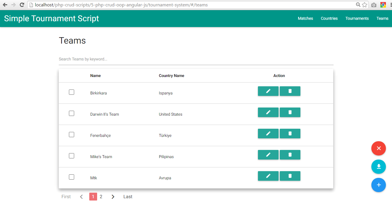 Simple PHP Tournament Script - PHP & AngularJS - Download Code