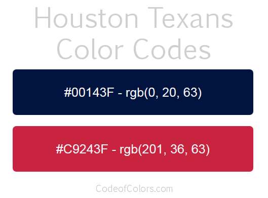 Houston Texans Colors Hex and RGB Color Codes