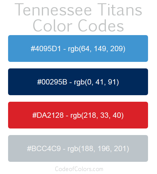 Tennessee Titans Colors Hex and RGB Color Codes