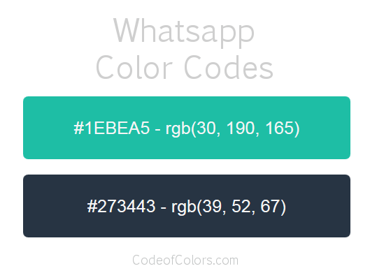 Whatsapp Colors Hex and RGB Color Codes