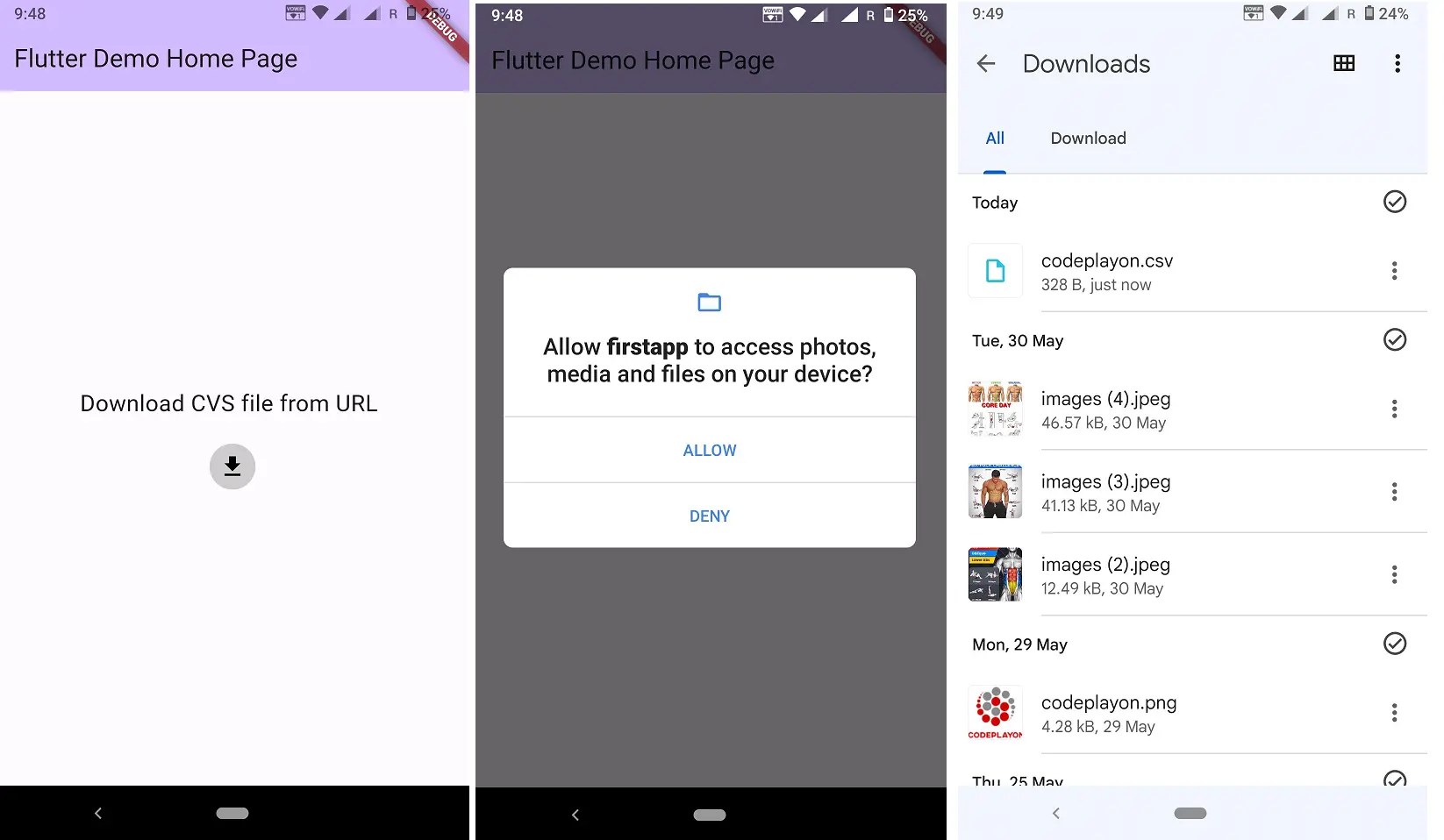 flutter Download csv file and save in downloads folder Codeplayon