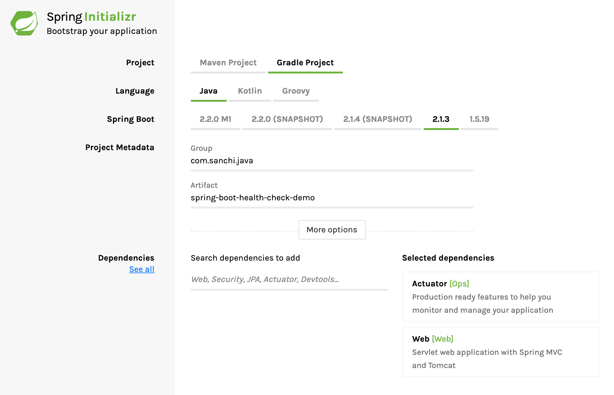 Health Check API in Spring Boot Application Code Primers