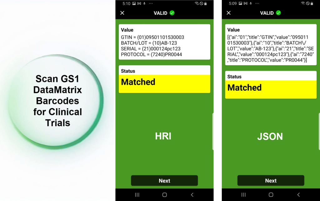 Scan GS1 DataMatrix Barcodes For Clinical Trials