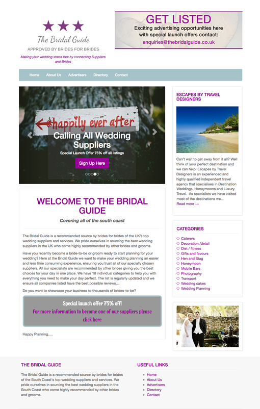 The Bridal Guide Bridal Directory Website Project