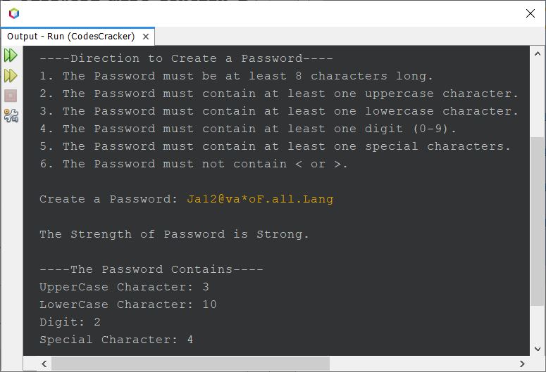 Java Program to Check Password Strength