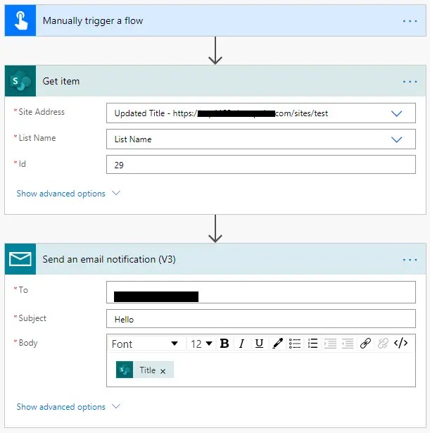 Microsoft Flow Example CRUD operation on SharePoint list Code