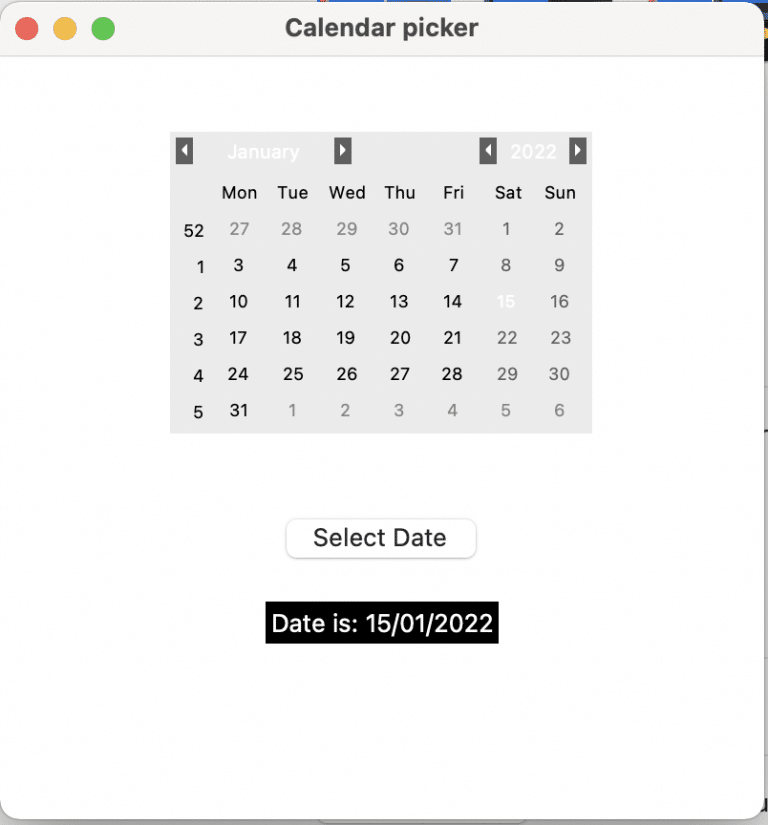 Create a date picker calendar in Python Tkinter CodeSpeedy
